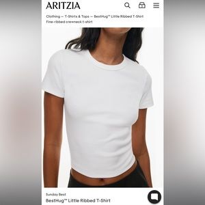 Aritzia Sunday Best Little Ribbed White T shirt Size M never worn with tags